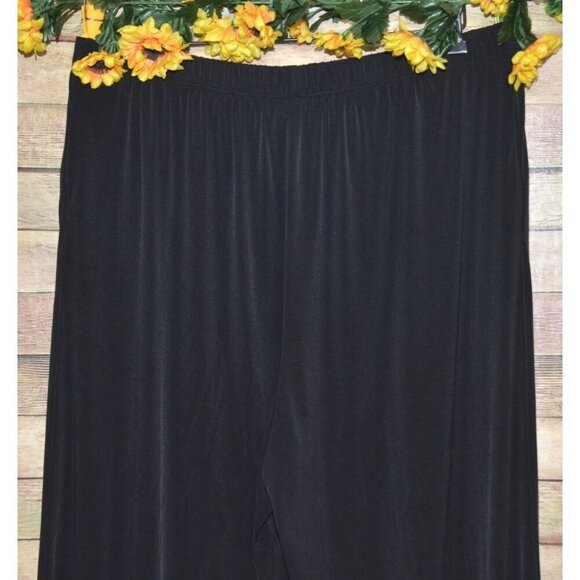 Midnight Velvet Ladies Black Velvet Pull On Palazzo Pants Size XL Elastic Waist - Picture 4 of 7